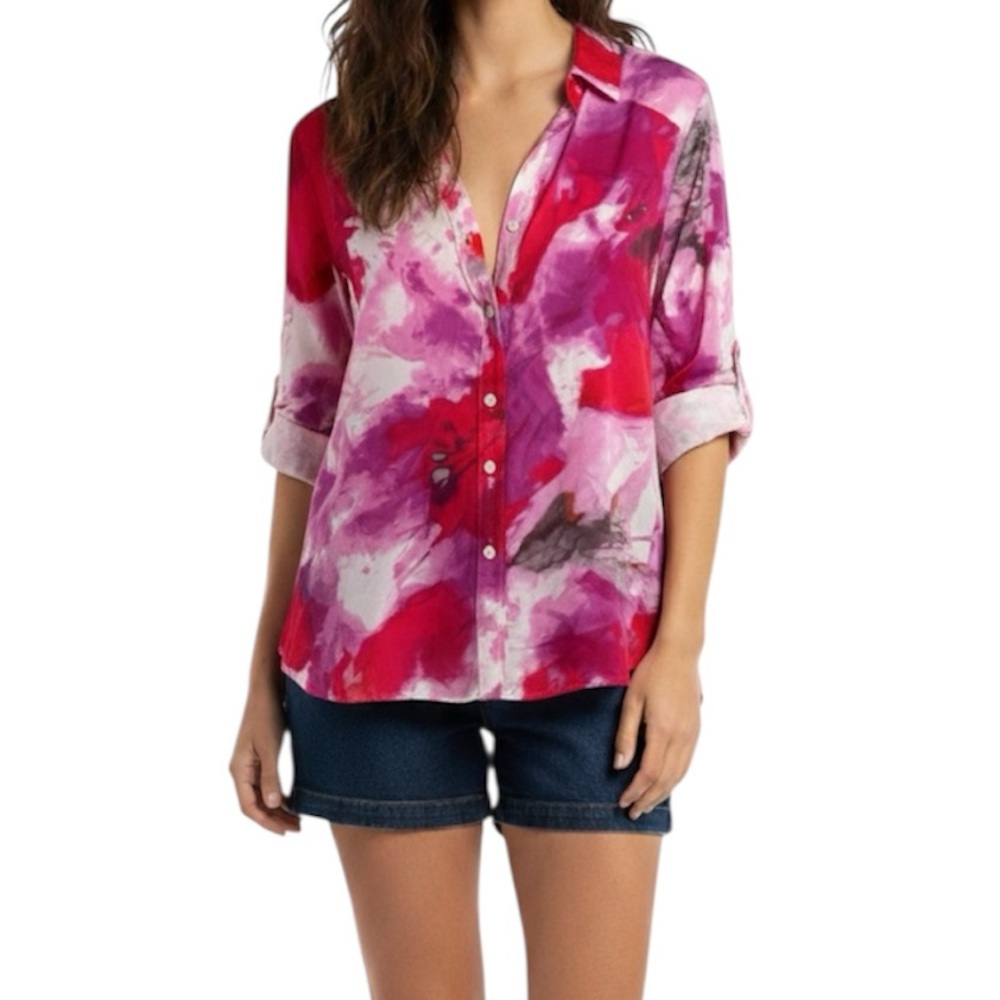 Brax Valeria Vibrant‎ Abstract Button-Up Shirt Sz 38 M